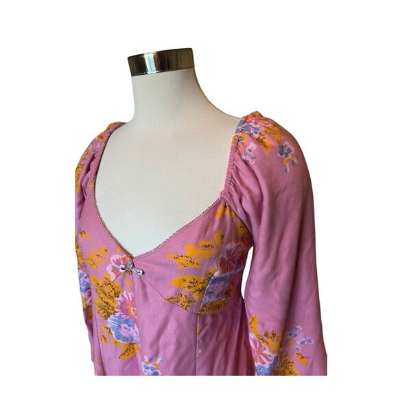 B23 FREE PEOPLE Francesca Mini Dress Floral Dawn Rose Combo SMALL NWT Sweetheart - Picture 7 of 11